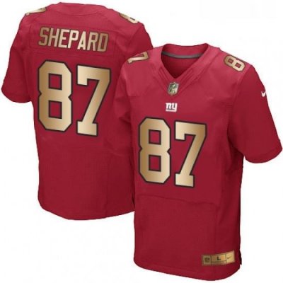 Mens Nike New York Giants 87 Sterling Shepard Elite RedGold Alternate NFL Jersey