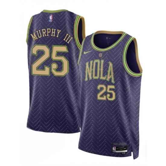 Men New Orleans Pelicans 25 Trey Murphy III Purple 2024 25 City Ediiton Stitched Basketball Jersey