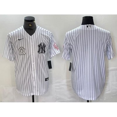 Men NeW York Yankees White Team Big Logo Cool Base Stitched Baseball Jersey 53