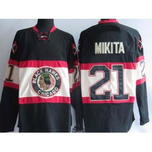 Chicago Blackhawks 21# Mikita black third jerseys