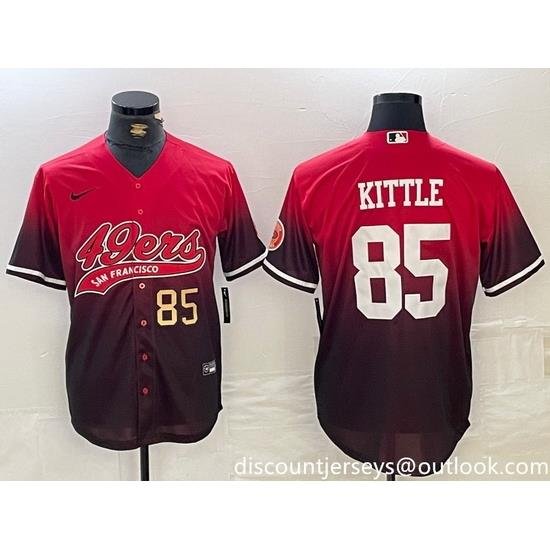 Men San Francisco 49ers  85 George Kittle Red Black With Patch Cool Base Stitched Baseball jerseys 1