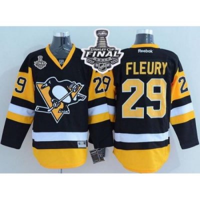 Penguins #29 Andre Fleury Black Alternate 2017 Stanley Cup Final Patch Stitched NHL Jersey