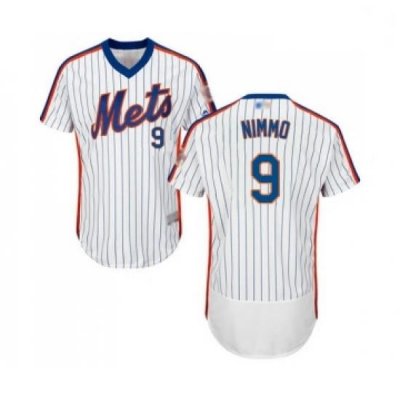 Mens New York Mets 9 Brandon Nimmo White Alternate Flex Base Authentic Collection Baseball Jersey