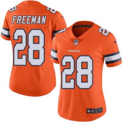 Nike Broncos #28 Royce Freeman Orange Womens Stitched NFL Limited Rush Jersey