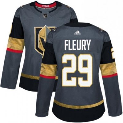 Womens Adidas Vegas Golden Knights 29 Marc Andre Fleury Authentic Gray Home NHL Jersey