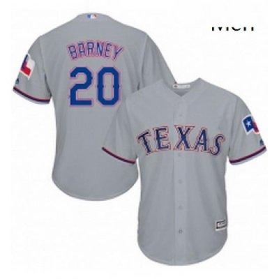 Mens Majestic Texas Rangers 20 Darwin Barney Replica Grey Road Cool Base MLB Jersey