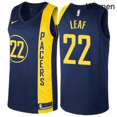 Womens Nike Indiana Pacers 22 T J Leaf Swingman Navy Blue NBA Jersey City Edition