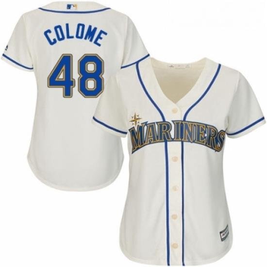 Womens Majestic Seattle Mariners 48 Alex Colome Authentic Cream Alternate Cool Base MLB Jersey