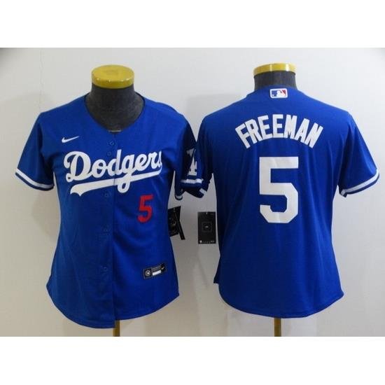 Youth Los Angeles Dodgers 5 Freddie Freeman Blue 2022 Number Cool Base Stitched Nike Jersey