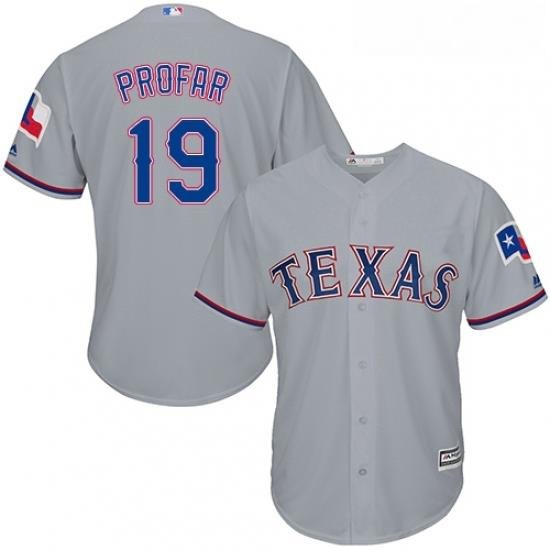 Youth Majestic Texas Rangers 19 Jurickson Profar Replica Grey Road Cool Base MLB Jersey