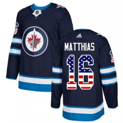 Youth Adidas Winnipeg Jets 16 Shawn Matthias Authentic Navy Blue USA Flag Fashion NHL Jersey