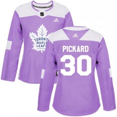 Womens Adidas Toronto Maple Leafs 30 Calvin Pickard Authentic Purple Fights Cancer Practice NHL Jerse