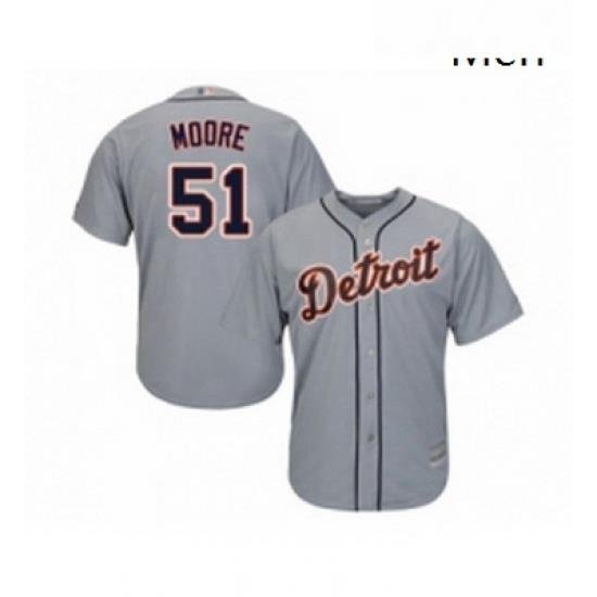 Mens Detroit Tigers 51 Matt Moore Replica Grey Road Cool Base Baseball Jersey