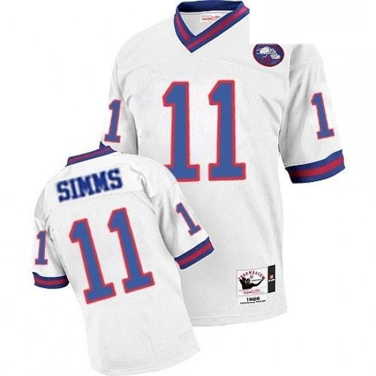 Mitchell and Ness New York Giants 11 Phil Simms White Authentic Throwback NFL Jersey