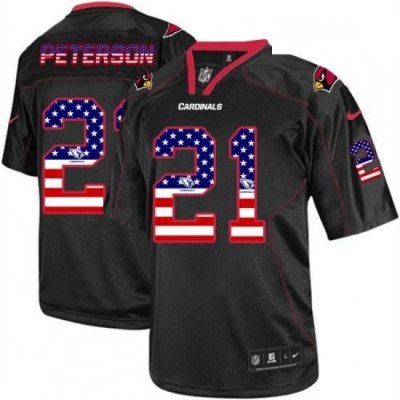 Men Nike Arizona Cardinals 21 Patrick Peterson Elite Black USA Flag Fashion NFL Jersey