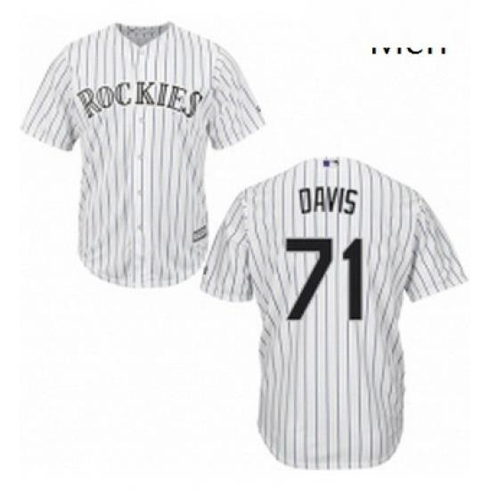 Mens Majestic Colorado Rockies 71 Wade Davis Replica White Home Cool Base MLB Jersey