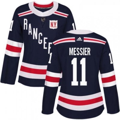 Womens Adidas New York Rangers 11 Mark Messier Authentic Navy Blue 2018 Winter Classic NHL Jersey