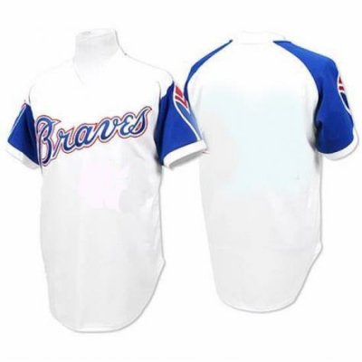 Men Mitchell and Ness 1974 Atlanta Braves Blank Replica White ThroWback MLB Jersey