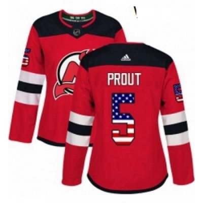 Womens Adidas New Jersey Devils 5 Dalton Prout Authentic Red USA Flag Fashion NHL Jersey