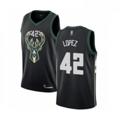 Youth Milwaukee Bucks 42 Robin Lopez Swingman Black Basketball Jersey Statement Edition