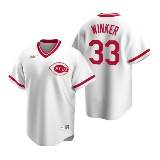 Mens Nike Cincinnati Reds 33 Jesse Winker White CooperstoWn Collection Home Stitched Baseball Jersey