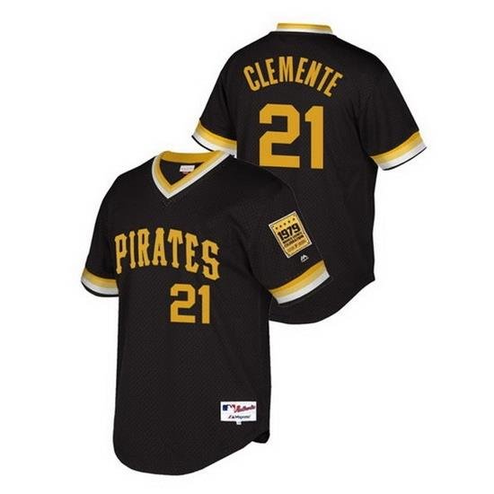 Men Pittsburgh Pirates 21 Roberto Clemente Black Cool Base Stitched jersey