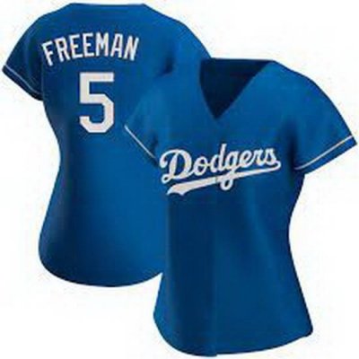 Women's Nike Los Angeles Dodgers #5 Freddie Freeman Blue Cool Base Jersey