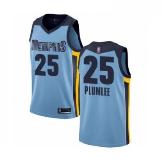 Womens Memphis Grizzlies 25 Miles Plumlee Authentic Light Blue Basketball Jersey Statement Edition