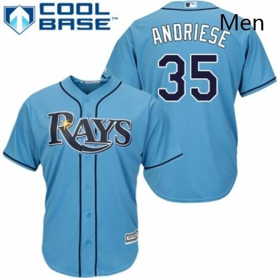 Mens Majestic Tampa Bay Rays 35 Matt Andriese Replica Light Blue Alternate 2 Cool Base MLB Jersey