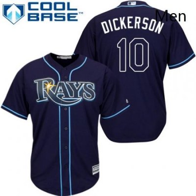 Mens Majestic Tampa Bay Rays 10 Corey Dickerson Replica Navy Blue Alternate Cool Base MLB Jersey