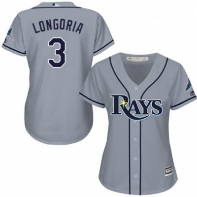 Womens Majestic Tampa Bay Rays 3 Evan Longoria Replica Grey Road Cool Base MLB Jersey