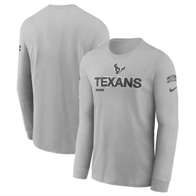 Men's Houston Texans 2024 Gray Salute To Service Long Sleeve T-Shirt