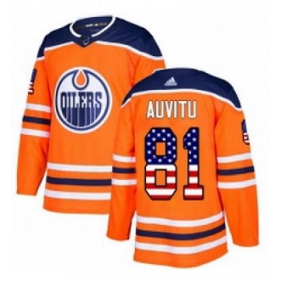 Youth Adidas Edmonton Oilers 81 Yohann Auvitu Authentic Orange USA Flag Fashion NHL Jersey