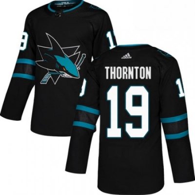 Mens Adidas San Jose Sharks 19 Joe Thornton Premier Black Alternate NHL Jersey