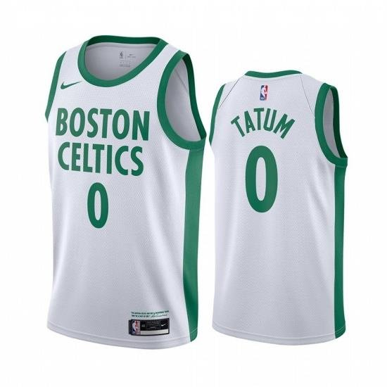 Men Nike Boston Celtics 0 Jayson Tatum White NBA Swingman 2020 21 City Edition Jersey