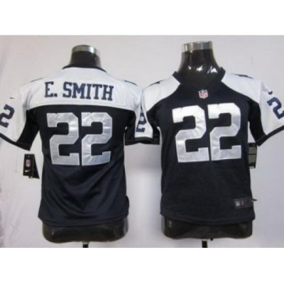 Youth Nike Dallas CoWboys 22 E.SMITH Blue Thankgivings Nike NFL Jerseys