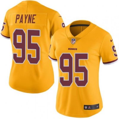 Nike Redskins #95 Da Ron Payne Gold Womens Stitched NFL Limited Rush Jersey