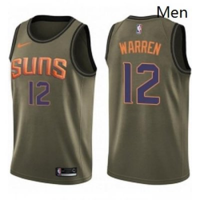 Mens Nike Phoenix Suns 12 TJ Warren Swingman Green Salute to Service NBA Jersey