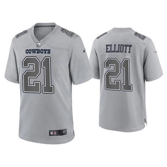 Men Dallas Cowboys 21 Ezekiel Elliott Grey Atmosphere Fashion Stitched Game Jersey