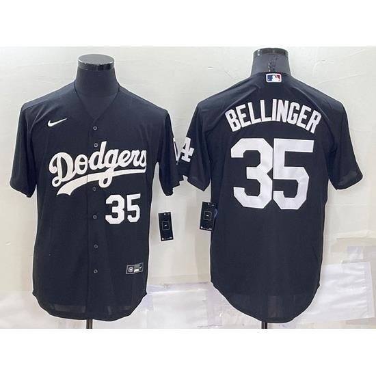 Men Los Angeles Dodgers 35 Cody Bellinger Black Cool Base Stitched Jerseyy