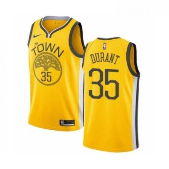 Womens Nike Golden State Warriors 35 Kevin Durant Yellow Swingman Jersey Earned Edition