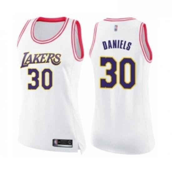 Womens Los Angeles Lakers 30 Troy Daniels Swingman White Pink Fashion Basketball Jersey