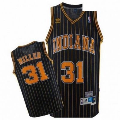 Mens Mitchell and Ness Indiana Pacers 31 Reggie Miller Swingman Navy Blue Throwback NBA Jersey