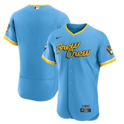 Men MilWaukee BreWers Blank PoWder Blue 2022 City Connect Flex Base Stitched MLB Jersey