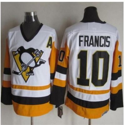 Pittsburgh Penguins #10 Ron Francis White Black CCM Throwback Stitched NHL Jersey