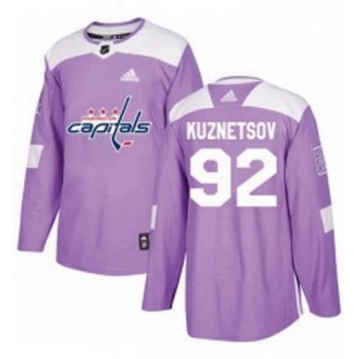 Mens Adidas Washington Capitals 92 Evgeny Kuznetsov Authentic Purple Fights Cancer Practice NHL Jersey