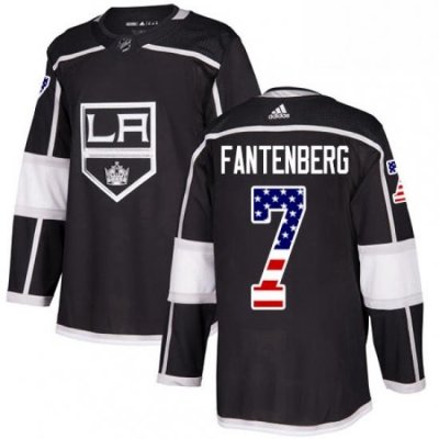 Mens Adidas Los Angeles Kings 7 Oscar Fantenberg Authentic Black USA Flag Fashion NHL Jersey