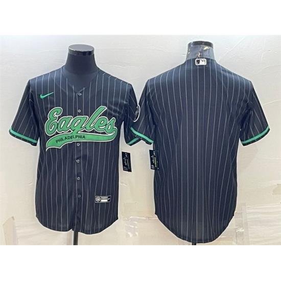 Men Philadelphia Eagles Blank Black With Patch Cool Base Stitched Baseball Jersey