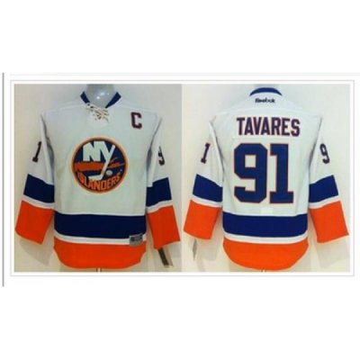 Youth NHL New York Islanders #91 John Tavares White Jersey