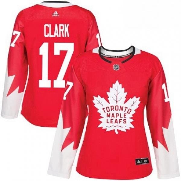 Womens Adidas Toronto Maple Leafs 17 Wendel Clark Authentic Red Alternate NHL Jersey